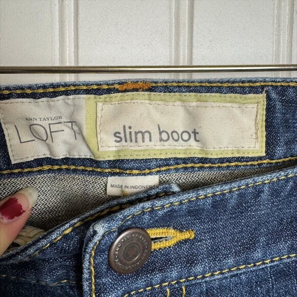 Anne Taylor Loft slim boot dark wash jeans size 14 D25 - Picture 2 of 5